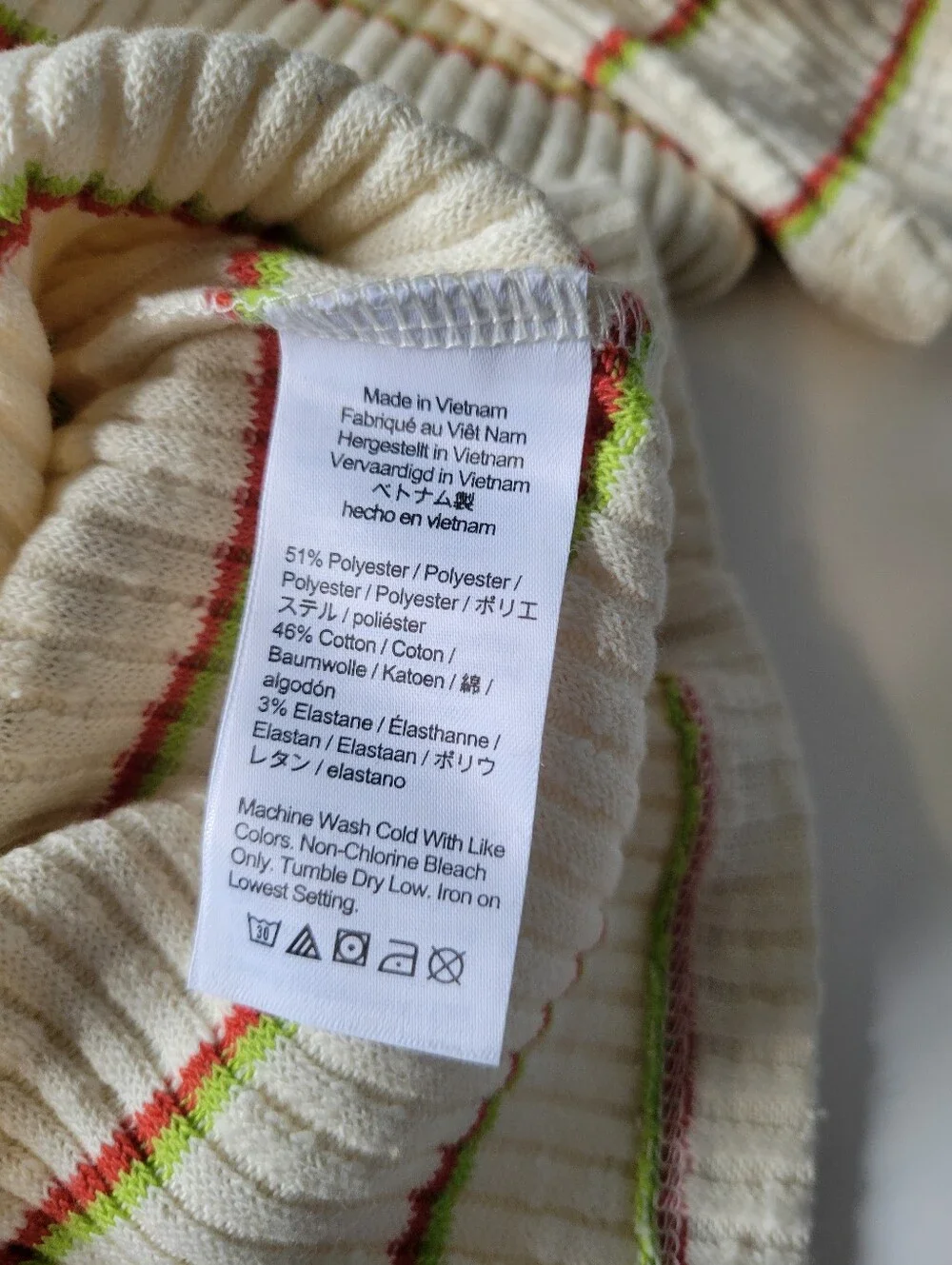 J. Crew Cream Ribbed Long-Sleeve Crewneck Stripes M